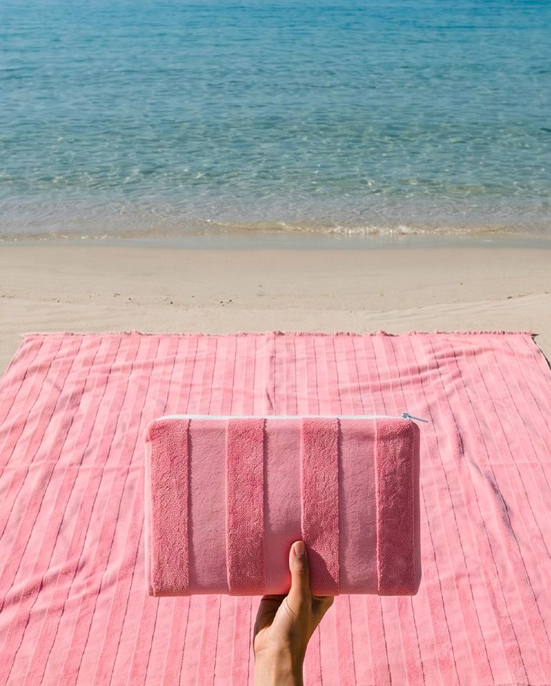 Pochette de plage rayée | Rose Vénus