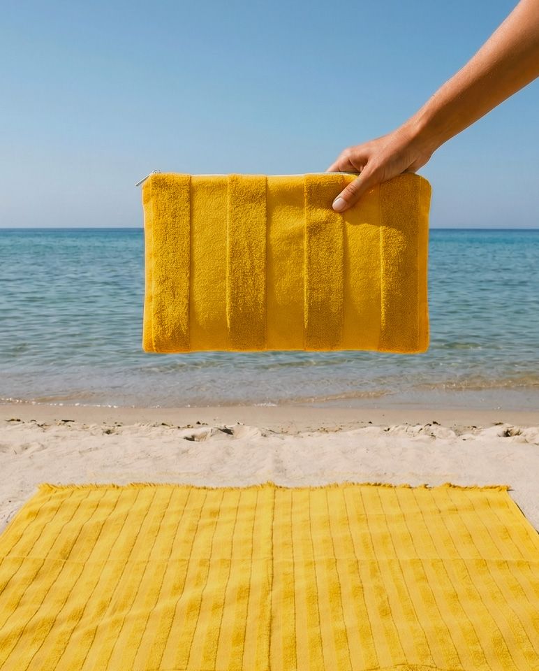 Pochette de plage rayée | Jaune Olympe